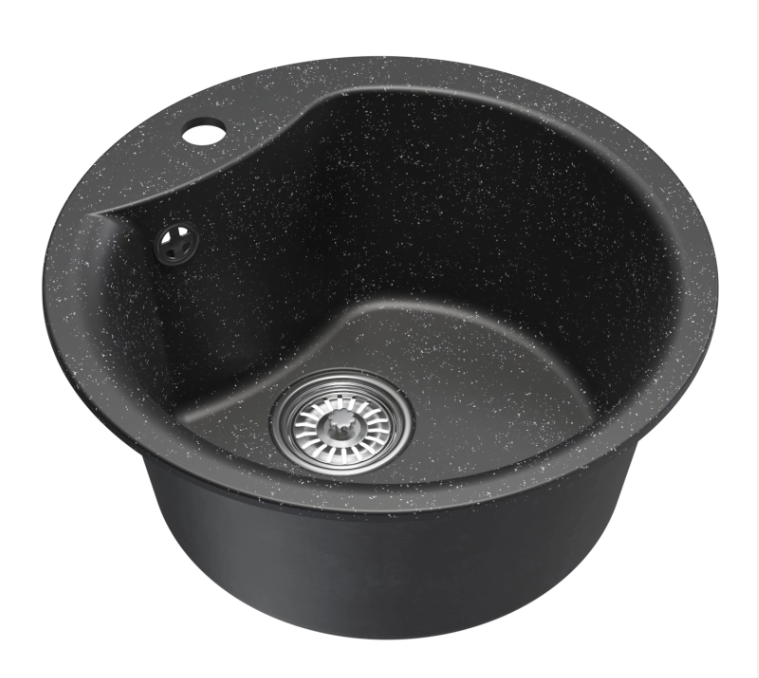 Мойкa ML-GM12 КОМФОРТ круглая, черная (308), 480мм (глуб. чаши 210)