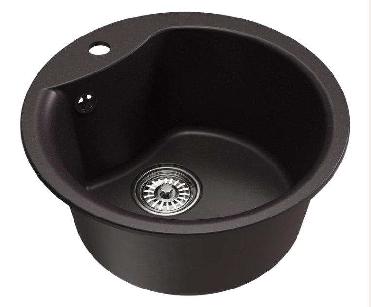 Мойкa ML-GM12 КОМФОРТ круглая, шоколад (345), 480мм (глуб. чаши 210)