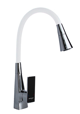 63 Смеситель для кухни с гайкой с гибким изливом (Белый) С3563W