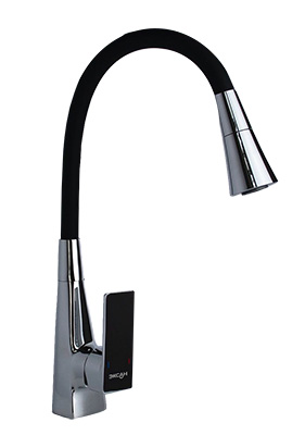 63 Смеситель для кухни с гайкой с гибким изливом (Черный) С3563T