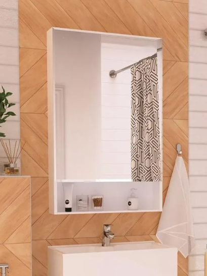 Зеркало-шкаф Mira 60 Белый глянец