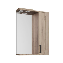 Зеркальный шкаф Мокко 60 (Крафт табачный + дуб санремо) Правый