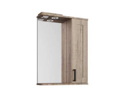 Зеркальный шкаф Мокко 60 (Крафт табачный + дуб санремо) Правый