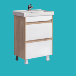 Тумба напольная Торонто 60/2 (MIRIDA) под умывальник Fest 60/ Фостер 600 белый/дуб сонома