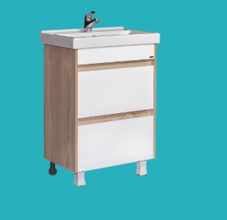 Тумба напольная Торонто 60/2 (MIRIDA) под умывальник Fest 60/ Фостер 600 белый/дуб сонома