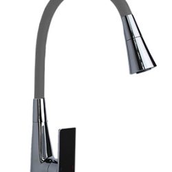 63 Смеситель для кухни с гайкой с гибким изливом (Серый) С3563D