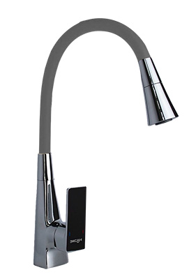 63 Смеситель для кухни с гайкой с гибким изливом (Серый) С3563D