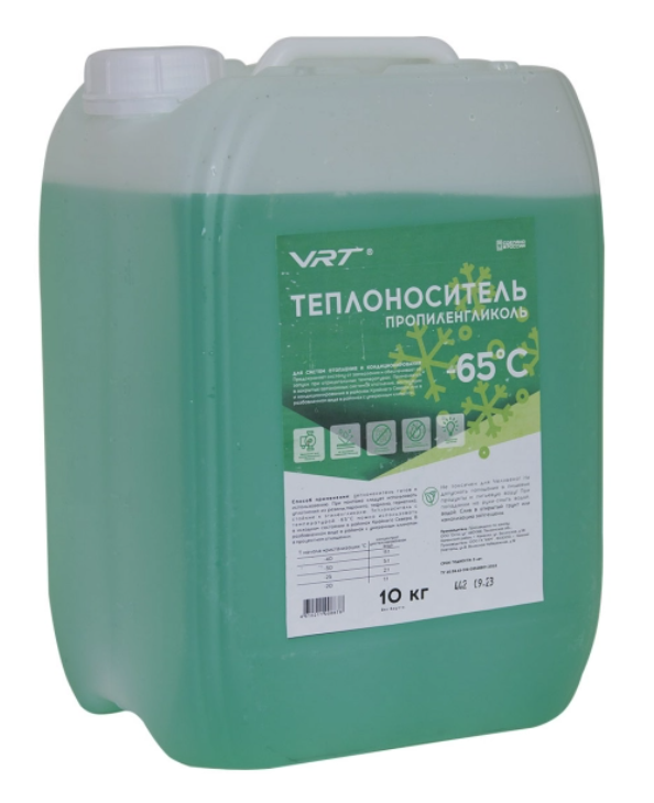 Теплоноситель VRT (пропиленгликоль) -65 10 кг зеленый