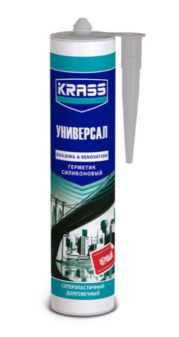 Герметик Универсальный силиконовый Черный 300 мл. KRASS