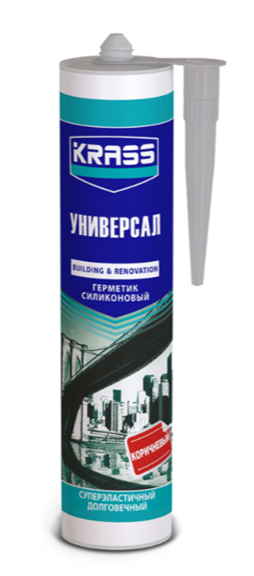 Герметик Универсальный силиконовый Серый 300 мл. KRASS
