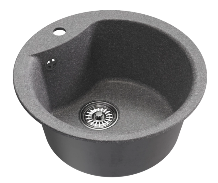 Мойкa ML-GM12 КОМФОРТ круглая, графит (342), 480мм (глуб. чаши 210)