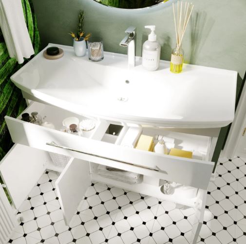 Тумба Lina New 105Н 1в.я 3д Белый глянец